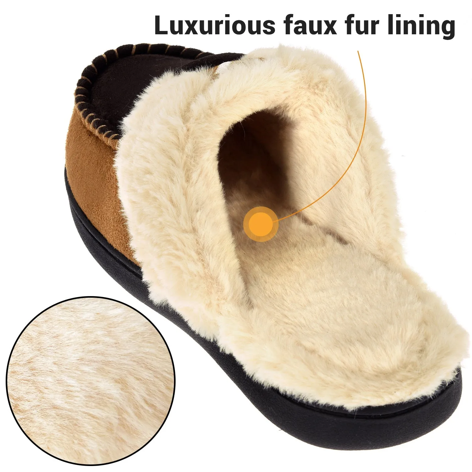 VONMAY Men's Comfy Fuzzy House Slipper Scuff Memory Foam Moccasin