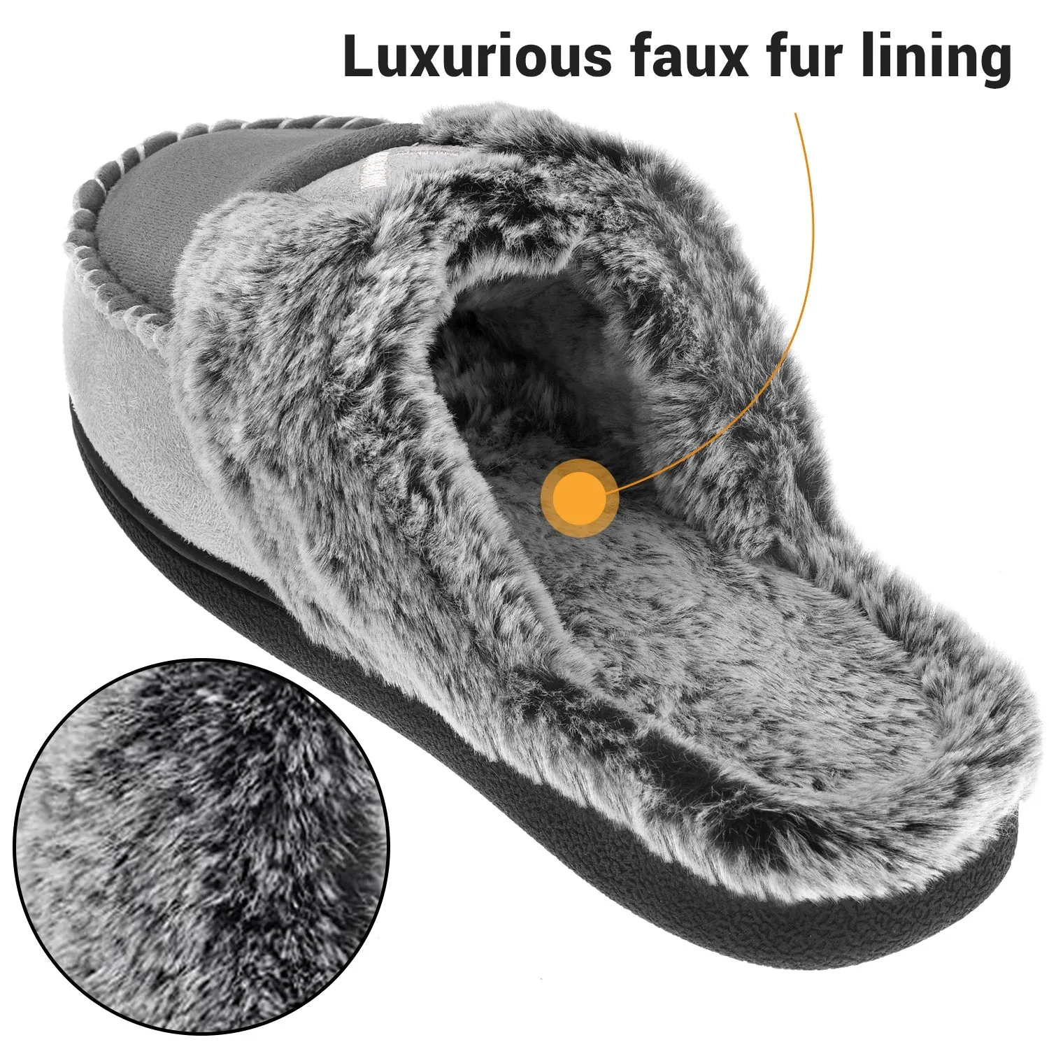 VONMAY Women's Comfy Fuzzy House Slipper Scuff Memory Foam Moccasin