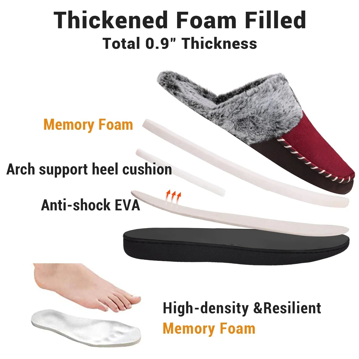 VONMAY Women's Comfy Fuzzy House Slipper Scuff Memory Foam Moccasin