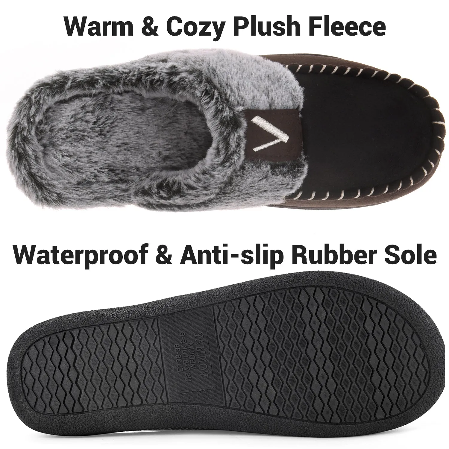 VONMAY Women's Comfy Fuzzy House Slipper Scuff Memory Foam Moccasin