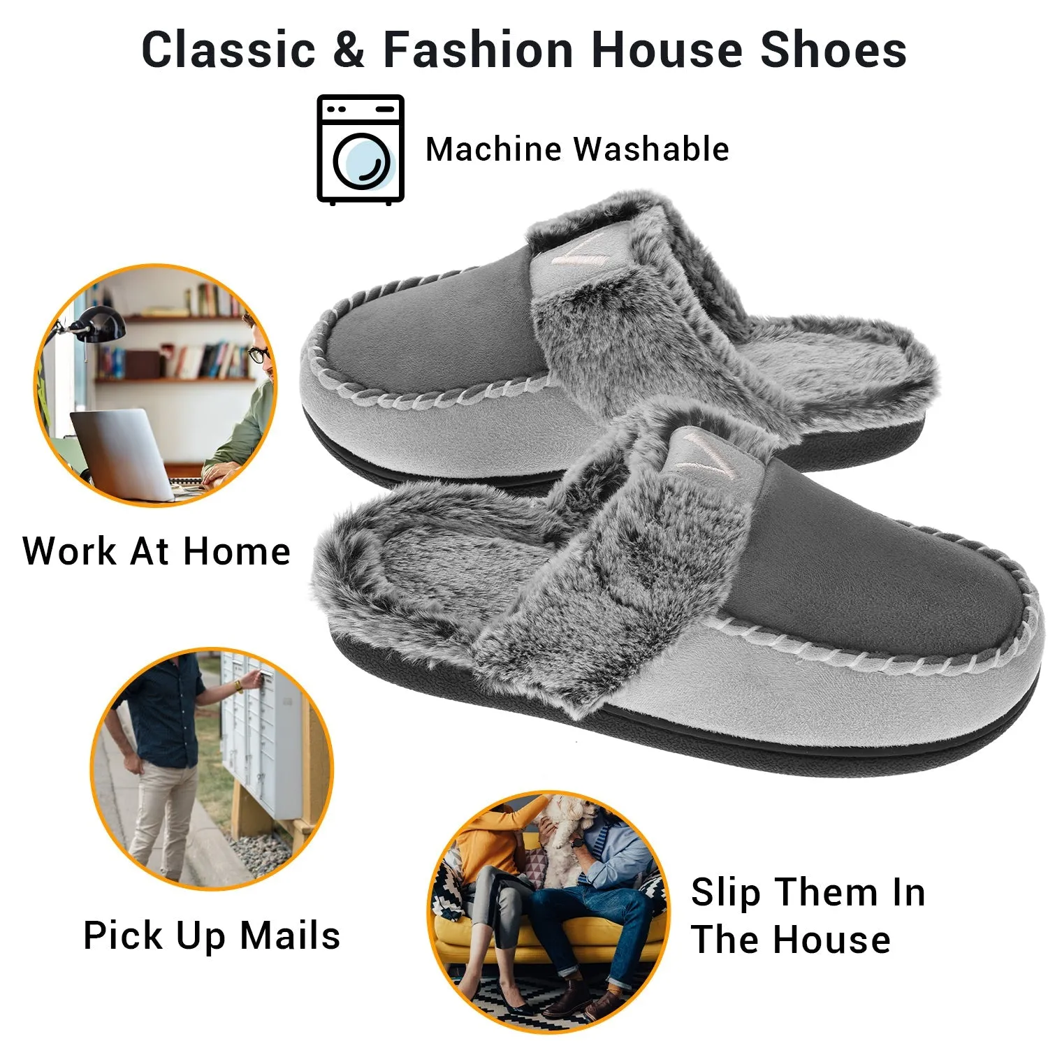 VONMAY Women's Comfy Fuzzy House Slipper Scuff Memory Foam Moccasin