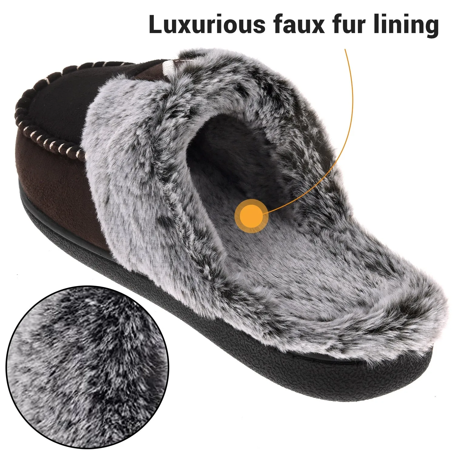 VONMAY Women's Comfy Fuzzy House Slipper Scuff Memory Foam Moccasin