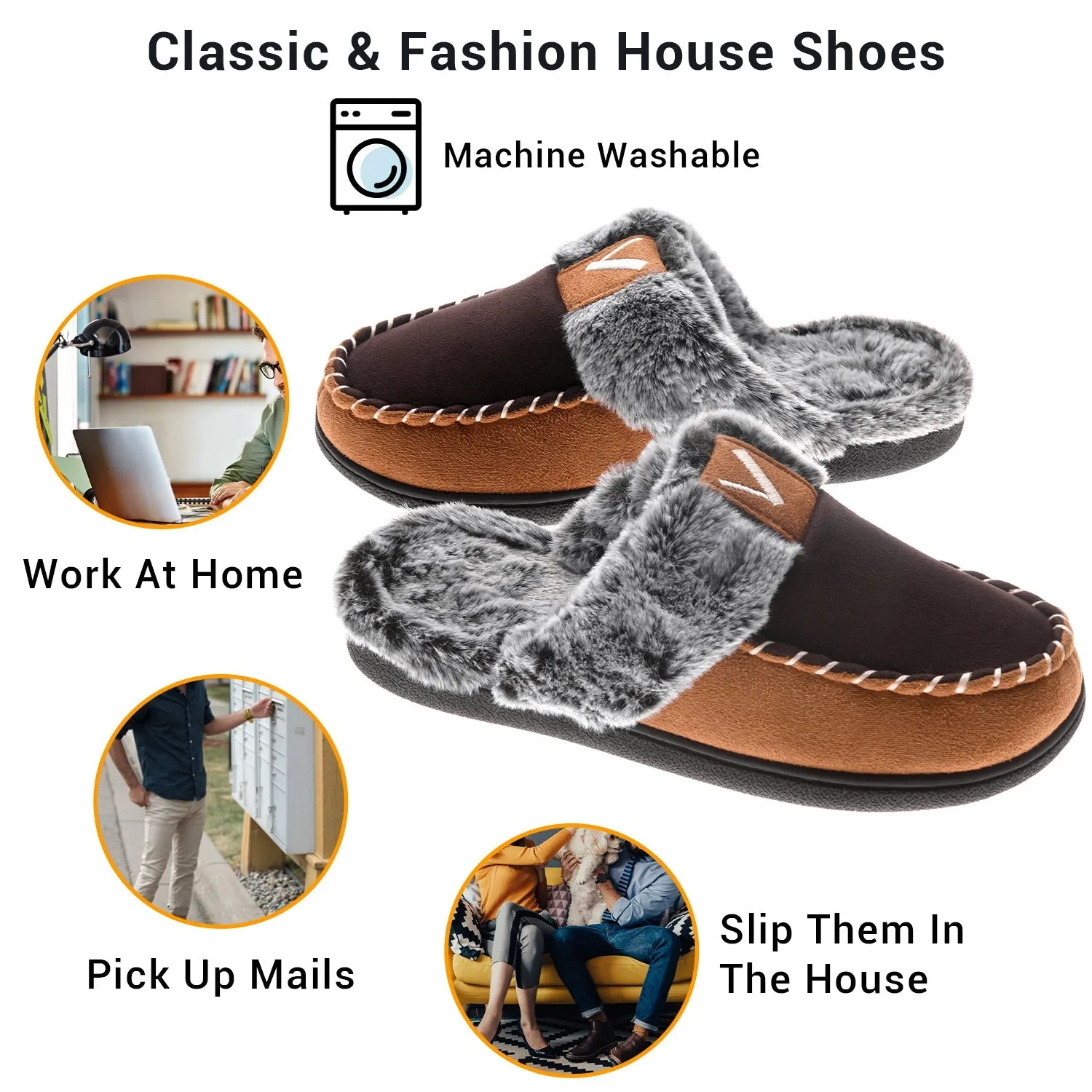 VONMAY Women's Comfy Fuzzy House Slipper Scuff Memory Foam Moccasin