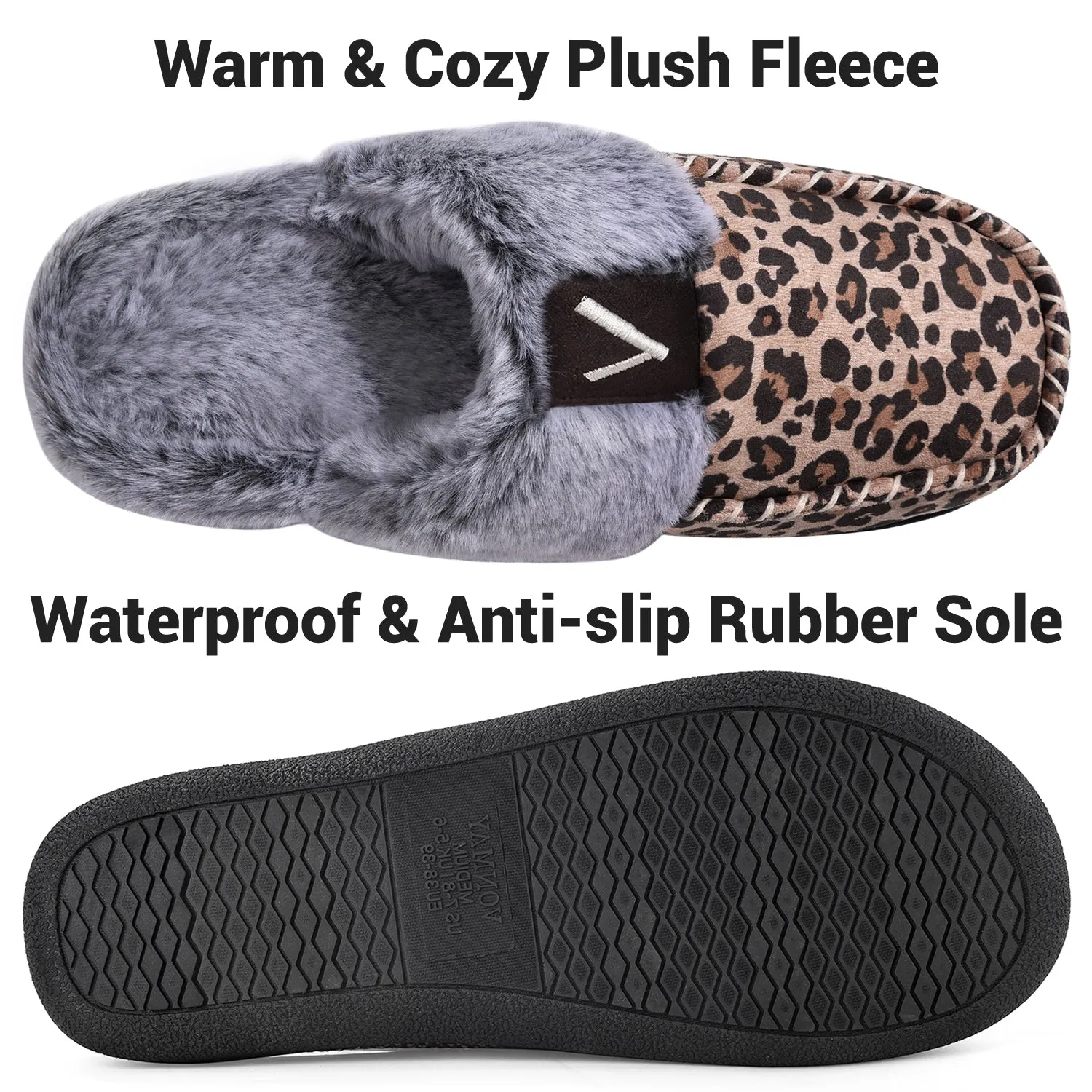 VONMAY Women's Comfy Fuzzy House Slipper Scuff Memory Foam Moccasin