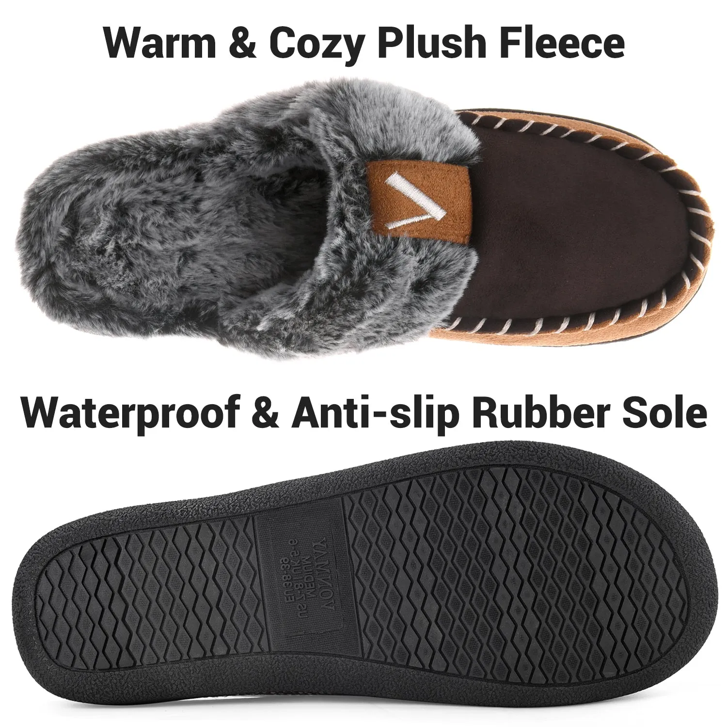 VONMAY Women's Comfy Fuzzy House Slipper Scuff Memory Foam Moccasin
