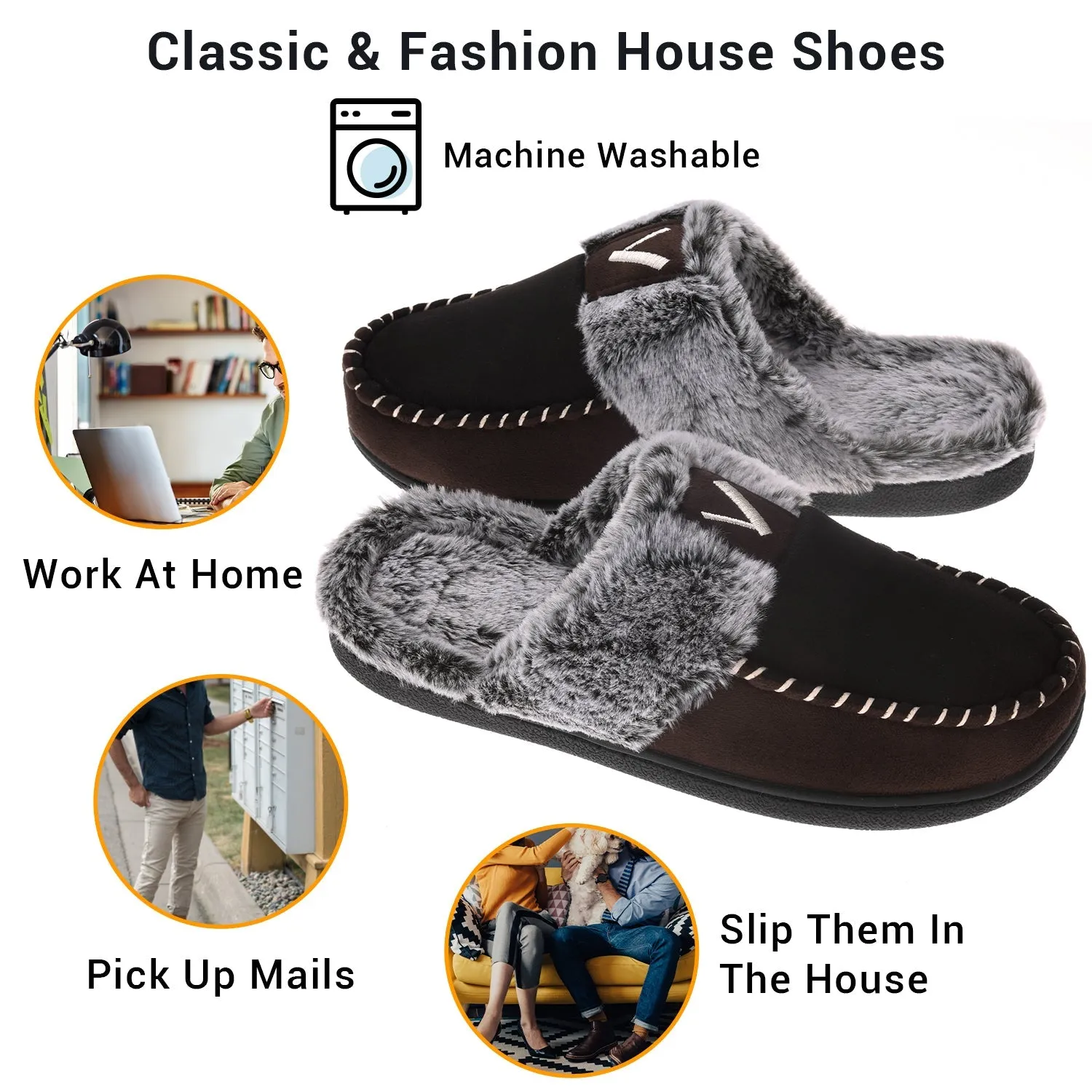 VONMAY Women's Comfy Fuzzy House Slipper Scuff Memory Foam Moccasin