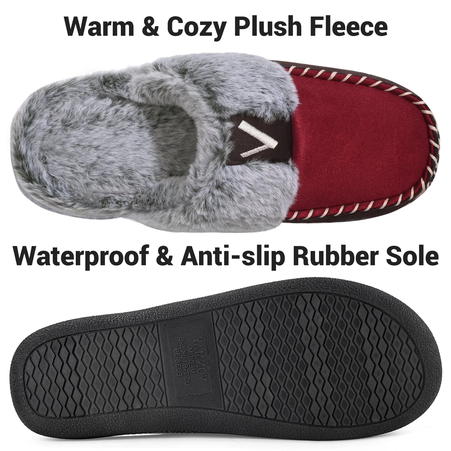 VONMAY Women's Comfy Fuzzy House Slipper Scuff Memory Foam Moccasin