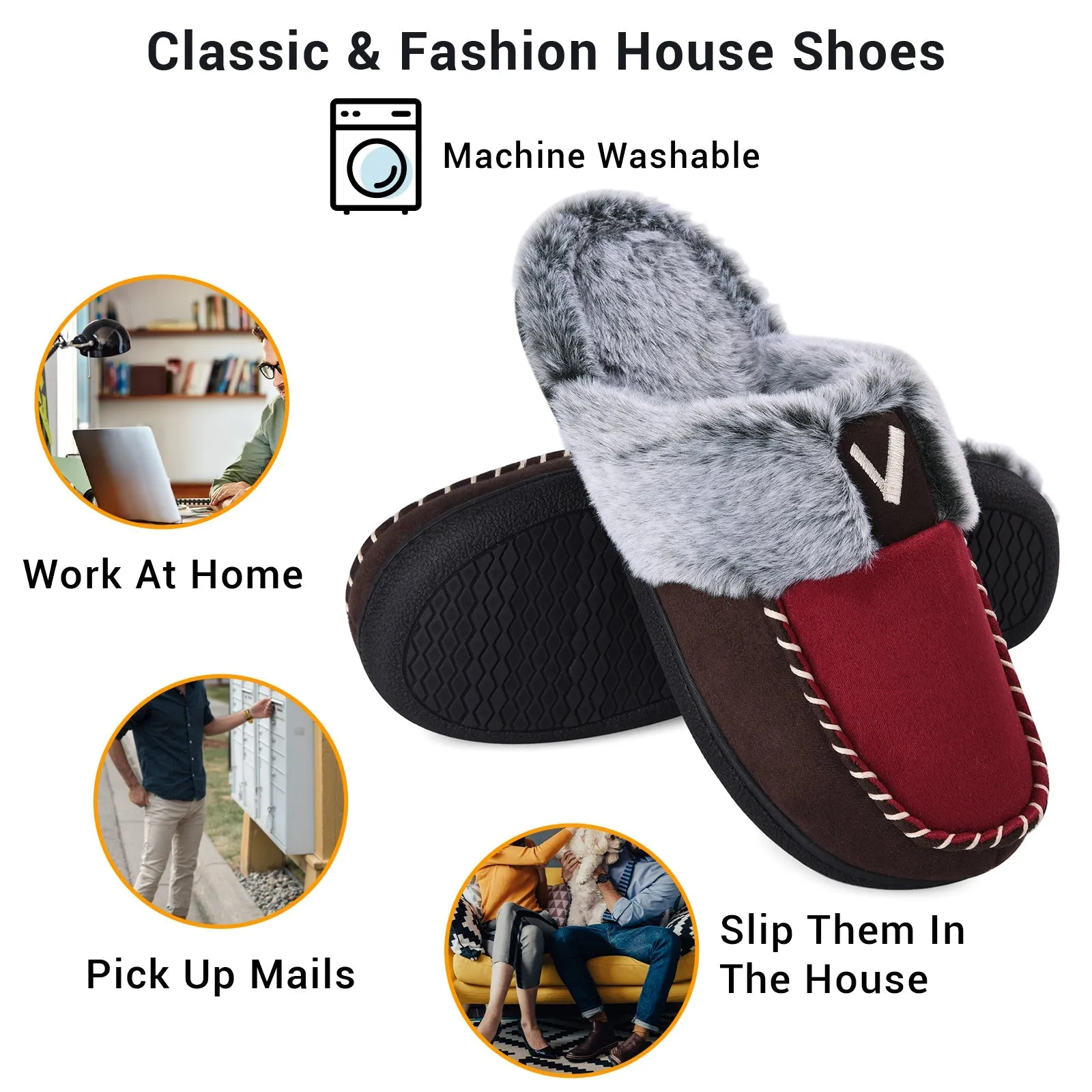 VONMAY Women's Comfy Fuzzy House Slipper Scuff Memory Foam Moccasin