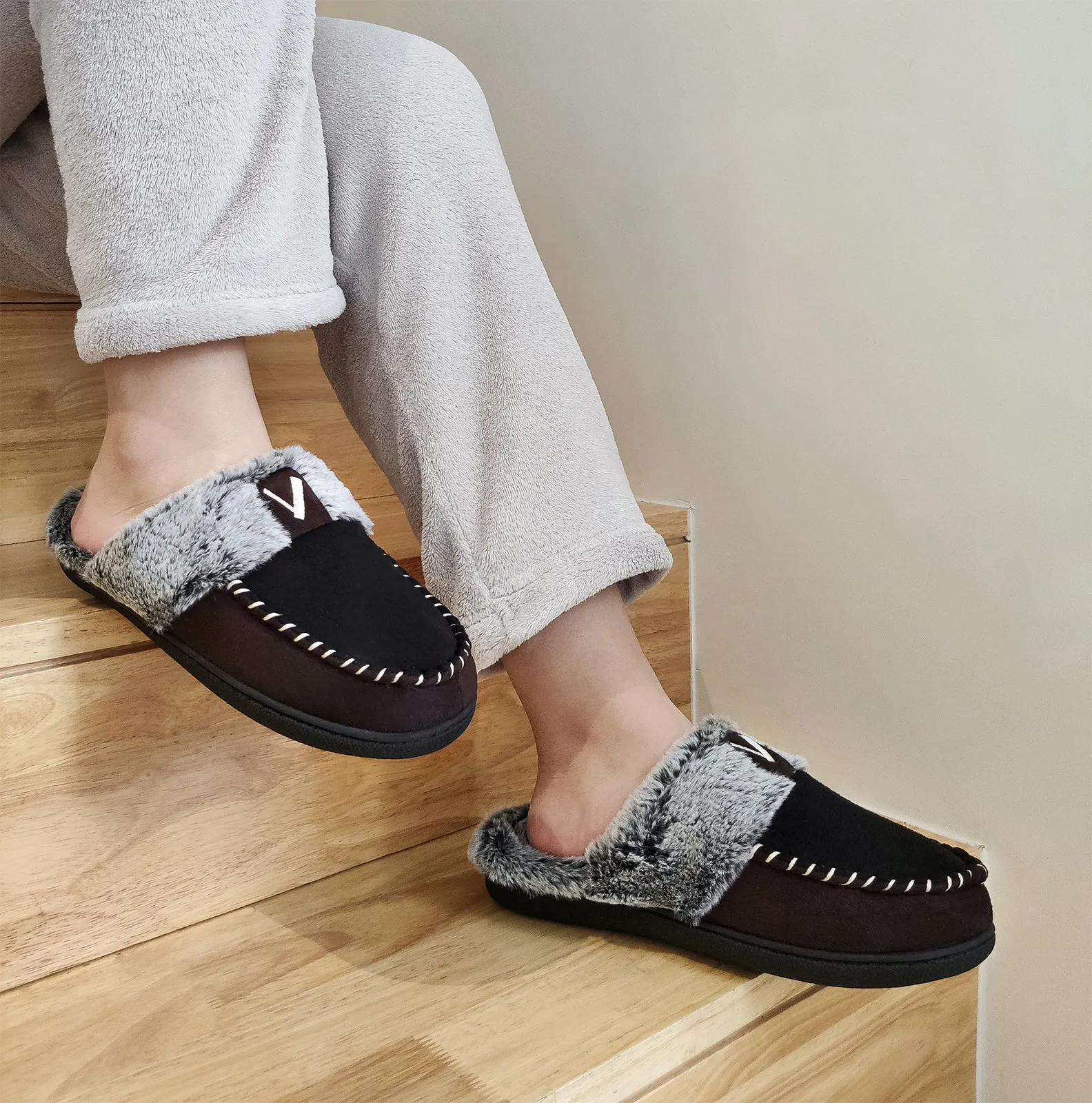 VONMAY Women's Comfy Fuzzy House Slipper Scuff Memory Foam Moccasin