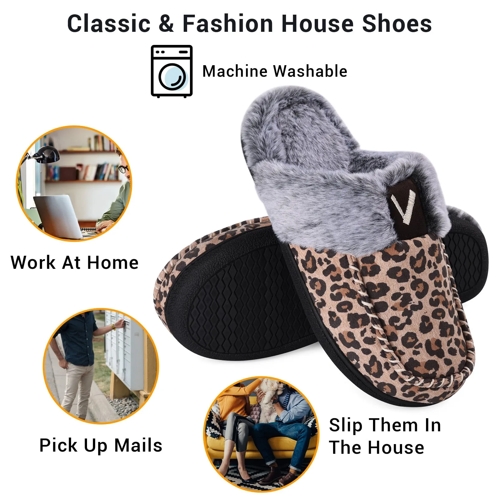 VONMAY Women's Comfy Fuzzy House Slipper Scuff Memory Foam Moccasin
