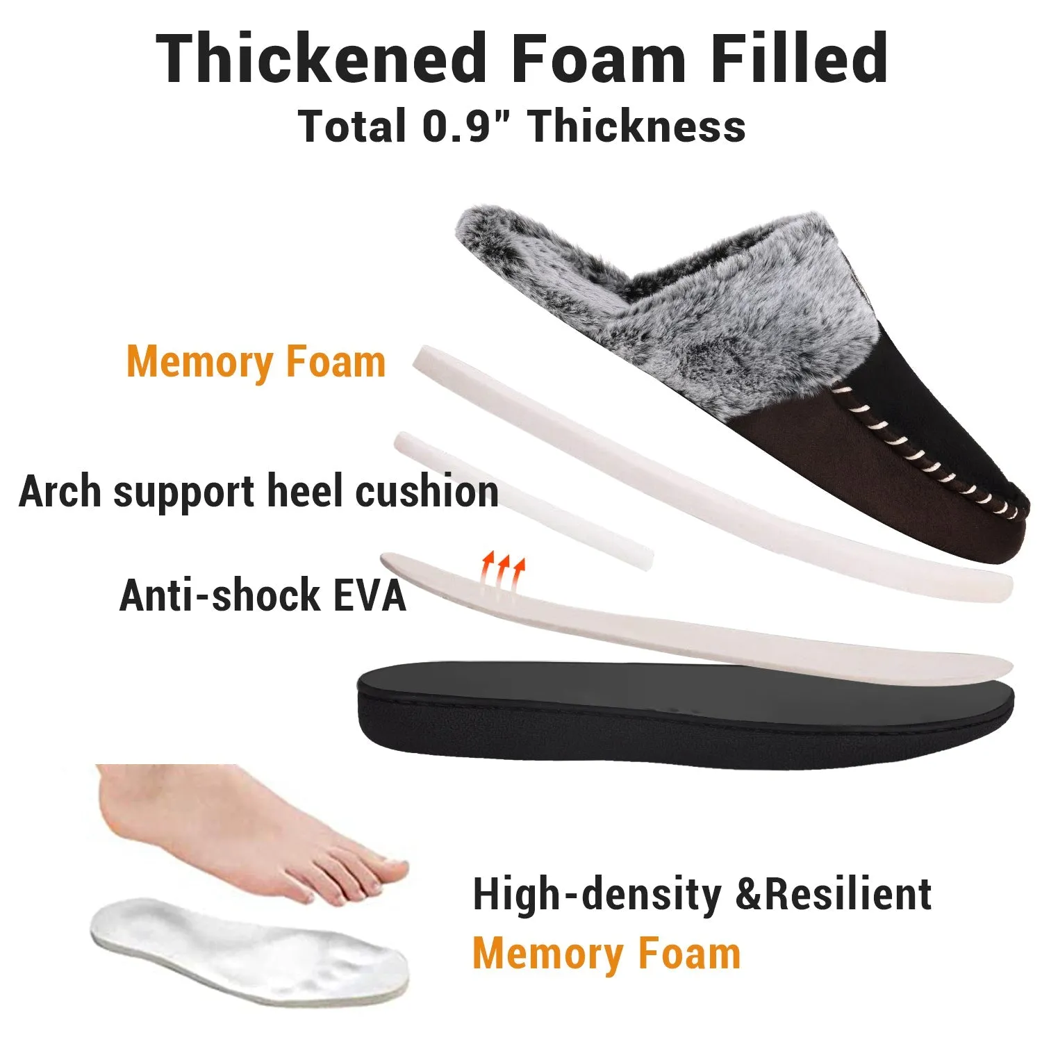 VONMAY Women's Comfy Fuzzy House Slipper Scuff Memory Foam Moccasin