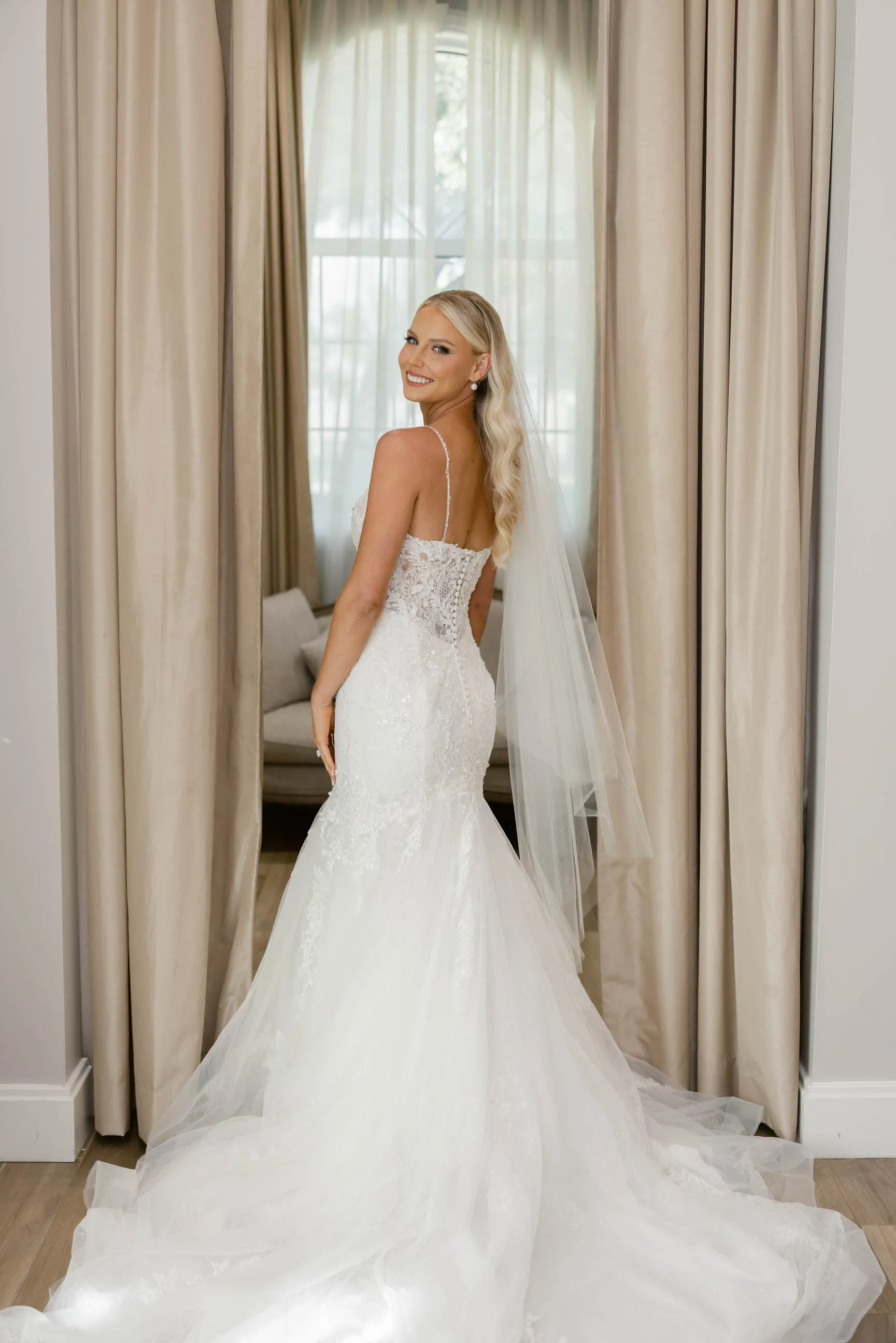 Waltz Length Wedding Veil, Raw Edge Ballet Bridal Veil