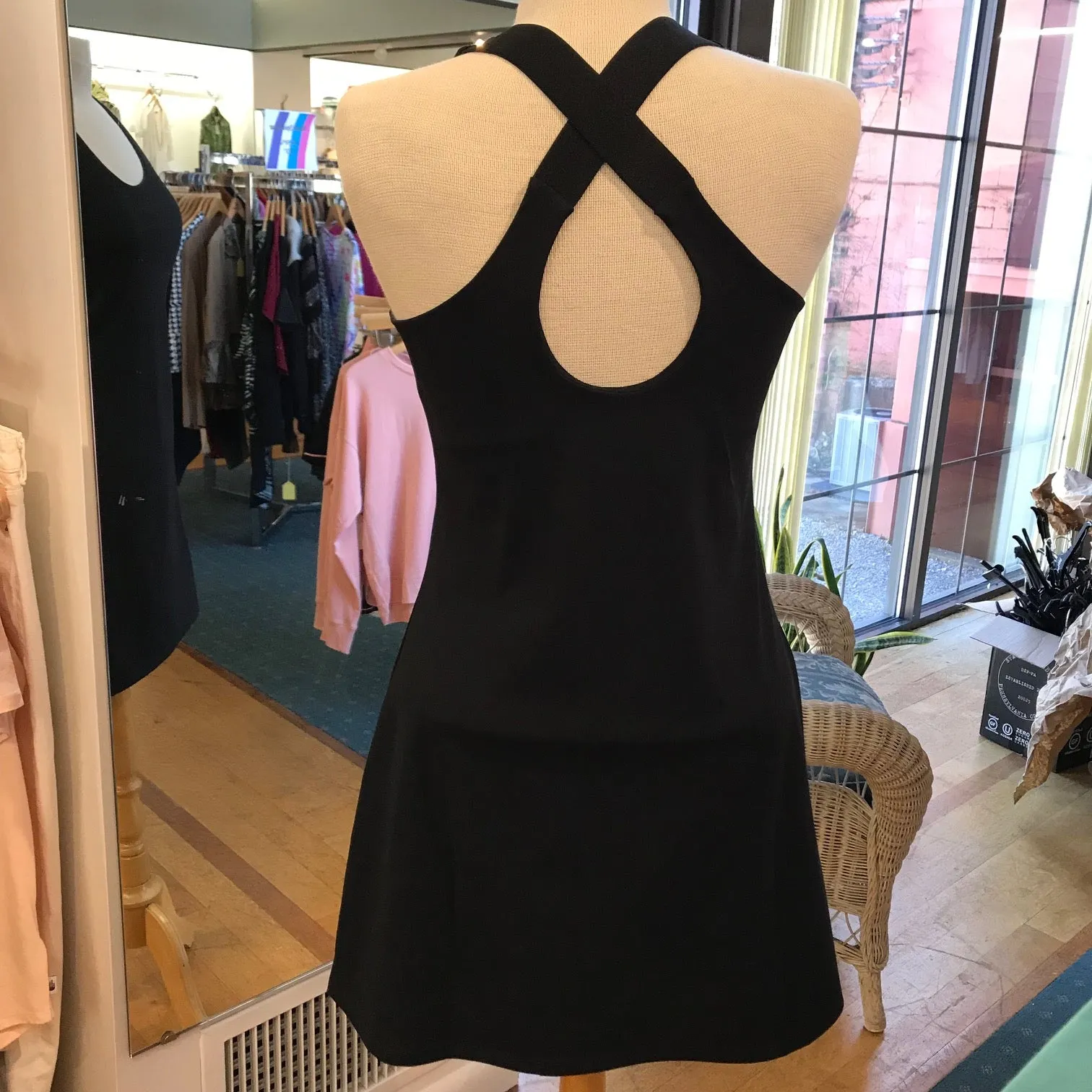Women's Mono B | Teardrop Dress with Back Wide Criss Cross | Black